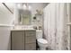 Clean bathroom with updated vanity and shower at 1811 S Quebec Way # 134, Denver, CO 80231