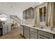 Modern kitchen with gray cabinets, stainless steel appliances and double sink at 970 S Dawson Way # 10, Aurora, CO 80012