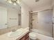 Full bathroom with tub shower combo at 4974 Malibu Dr, Berthoud, CO 80513