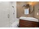 Spa-like bathroom with a walk-in shower and stylish finishes at 3149 Blake St # 101, Denver, CO 80205