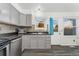 Modern kitchen with gray cabinets, black countertops, and a microwave at 8224 Washington St # 12, Denver, CO 80229