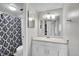 Clean bathroom with a vanity, shower, and toilet at 17662 E Loyola Dr # 2132L, Aurora, CO 80013