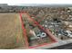 Aerial view of property showing lot size and location at 5401 N Pecos St, Denver, CO 80221