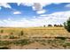 View of expansive backyard with dry grass and distant landscape at 14700 E 104Th Ave # 701, Commerce City, CO 80022