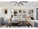 Open living room with kitchen views and cozy seating at 2504 Zenobia St, Denver, CO 80212