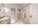 Bathroom with shower and tiled floor at 1891 Curtis St # 1613, Denver, CO 80202