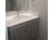 Modern bathroom with a single sink vanity and white countertop at 4737 E Iliff Ave, Denver, CO 80222