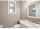 Elegant powder room with marble vanity and white fixtures at 7587 Wright Ct, Arvada, CO 80005