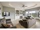 Living room with fireplace, built-in shelves, and large windows at 1366 Teton Pt, Lafayette, CO 80026