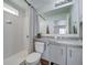 Clean bathroom with shower/tub combo and granite vanity at , Commerce City, CO 80022