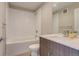 Modern bathroom with bathtub, toilet and vanity at 4364 W 29Th Ave, Denver, CO 80212