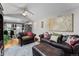 Living room with leather sofas and a view of the kitchen at 3058 S Galena Ct, Denver, CO 80231