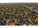 Aerial view showcasing the home's location in a quiet residential neighborhood at 1340 Xanthia St, Denver, CO 80220