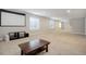 Spacious finished basement with neutral carpeting, projection screen, and plenty of room for entertainment at 7030 S Buchanan St, Aurora, CO 80016