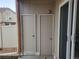 View of two exterior storage units accessible from the patio at 9633 W Chatfield Ave # D, Littleton, CO 80128