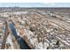 Wide shot of property, showing its location near a river and city at 2321 S Galapago St, Denver, CO 80223