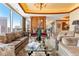 Luxurious living room with city views and fireplace at 2001 Lincoln St # 3223, Denver, CO 80202