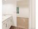 Bathroom with double vanity and view of bedroom at , Aurora, CO 80019