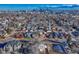 Aerial view of home and neighborhood, city skyline at 2031 Meade St, Denver, CO 80211