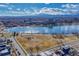 Aerial view of lakefront property and park at 2031 Meade St, Denver, CO 80211
