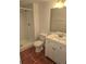 Clean bathroom, featuring a shower/tub combo and a vanity with a white cabinet at 14794 E 2Nd Ave # 111F, Aurora, CO 80011
