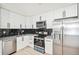 Modern kitchen with white cabinets, granite countertops and a breakfast bar at 640 Sable Blvd, Aurora, CO 80011