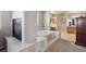 Luxurious bathroom with soaking tub, fireplace, and shower at 10834 Bobcat Ter, Lone Tree, CO 80124