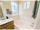 Bathroom with soaking tub and single vanity at 18739 E Linvale Cir, Aurora, CO 80013