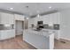 Modern kitchen with white cabinets, stainless steel appliances, and a large island at 13502 E 100Th Ave, Commerce City, CO 80022