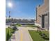 Castle-like rooftop deck with artificial turf, seating, and fitness equipment at 5380 N Lariat Dr, Castle Rock, CO 80108