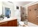 Clean bathroom with shower, toilet, and vanity at 10799 Eagle Crest Ct, Parker, CO 80138