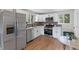Modern kitchen with white cabinets and stainless steel appliances at 7946 Joan Dr, Denver, CO 80221