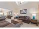 Spacious living room with vaulted ceiling, comfy couches, and a large window at 180 Peregrine Cir, Broomfield, CO 80020