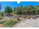 Stone patio with fire pit and landscaping at 6398 Lost Canyon Ranch Rd, Castle Rock, CO 80104