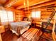 Charming bedroom with rustic wood walls and a cozy atmosphere at 13640 Old Paint Trl, Conifer, CO 80433