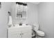 Basement bathroom with white vanity and updated fixtures at 19695 E Amherst Dr, Aurora, CO 80013