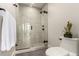 Clean bathroom with a glass-enclosed shower and modern finishes at 1901 Wazee St # 719, Denver, CO 80202