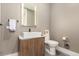 Modern powder room with floating vanity and sleek fixtures at 1901 Wazee St # 719, Denver, CO 80202