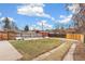 Spacious backyard with raised garden beds and wood fence at 4424 Decatur St, Denver, CO 80211