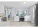 Modern white kitchen with stainless steel appliances at 4424 Decatur St, Denver, CO 80211