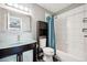 Clean bathroom with tub shower combination at 2105 Coronado Pkwy # C, Denver, CO 80229