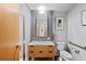 Modern bathroom with a granite vanity and tiled shower at 1610 Little Raven St # 407, Denver, CO 80202
