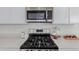 Stainless steel gas range and microwave in modern kitchen at 15881 Willow Way, Thornton, CO 80602
