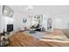 Bright living room with hardwood floors and fireplace at 3356 Ulster St, Denver, CO 80238