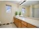 Bathroom with single vanity and shower/tub combo at 20109 E Doane Dr, Aurora, CO 80013