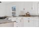 Modern kitchen with white cabinets, granite counters and island at 3939 S Huron St, Englewood, CO 80110