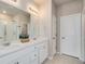 Double vanity bathroom with modern white cabinets at 12772 Boggs St, Parker, CO 80134