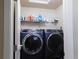 Convenient laundry room with washer, dryer, and storage at 9023 Harlequin Cir, Longmont, CO 80504