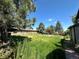 Large backyard with a shed and grassy area at 3060 S Hannibal St, Aurora, CO 80013