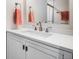 Modern bathroom vanity with white cabinets and quartz countertop at 23263 E Costilla Pl, Aurora, CO 80016